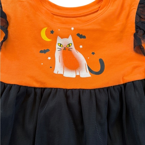 Orange and Black Long Sleeve Dress with Cat Design Halloween dress NWT Size 5T - Picture 2 of 10